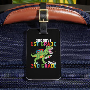 Etiqueta Para Maletas Adiós primer grado Hola segundo grado T Rex Dinosa
