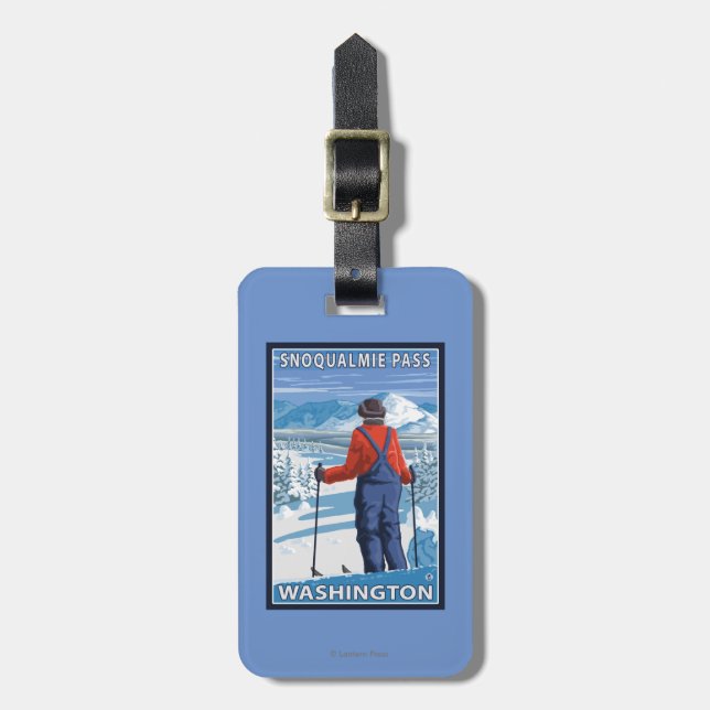 Etiqueta Para Maletas Admiración del esquiador - paso de Snoqualmie, (Frente Vertical)