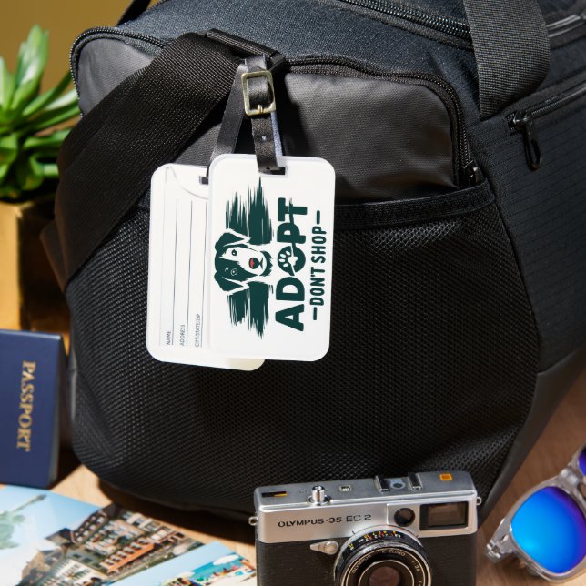 Etiqueta Para Maletas Adoptar no comprar 2 (Anverso & Reverso)