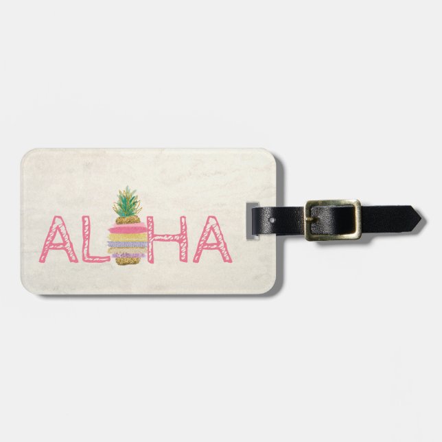 Etiqueta Para Maletas Adorable Aloha Hawaiian Striped Pineapple (Frente Horizontal)