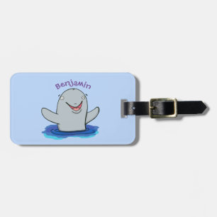 Etiqueta Para Maletas Adorable feliz ilustracion personalizado de marsop