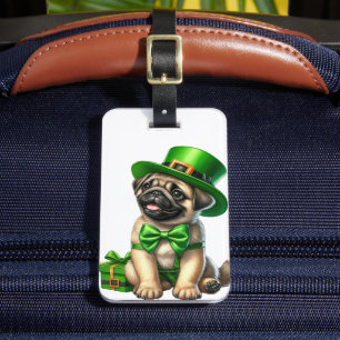 Etiqueta Para Maletas ADorable PERRO PUG IRLANDÉS DISFRAZADO