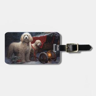 Etiqueta Para Maletas Adorno de Navidad de Trineo de Poodle Nevado