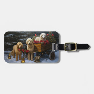 Etiqueta Para Maletas Adorno de Navidad de Trineo Nevado Goldendoodle