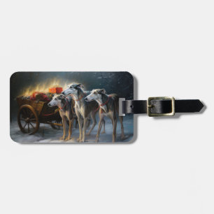 Etiqueta Para Maletas Adorno de Navidad de Trineo Nevado Greyhound