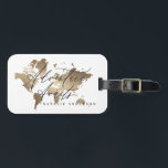 Etiqueta Para Maletas Adventure espera el mapa del mundo de las acuarela<br><div class="desc">Adventure espera el efecto metálico de las etiquetas de equipajes del mundo del oro. Texto de guión y hermosos ilustraciones de oro clásicos. Ideal para recién casados luna de miel o regalos de graduación.</div>
