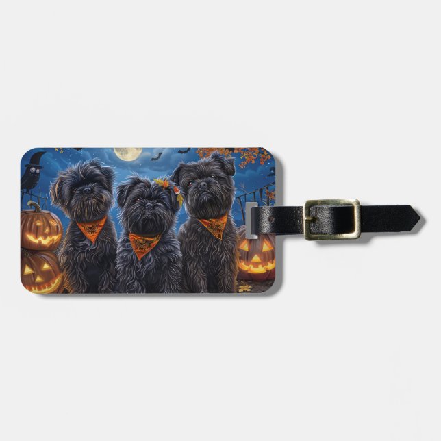 Etiqueta Para Maletas Affenpinscher Halloween Spooky (Frente Horizontal)