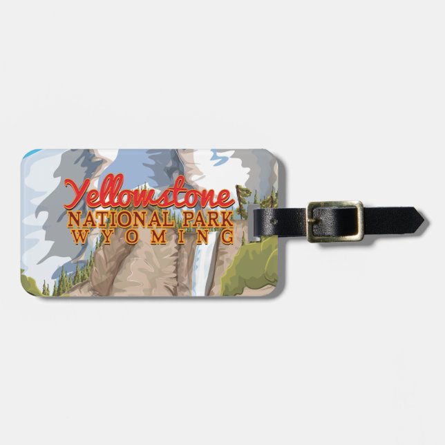 Etiqueta Para Maletas Afiche de época del Parque Nacional Yellowstone (Frente Horizontal)