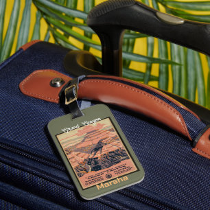 Etiqueta Para Maletas Afiche de viaje retro personalizado del Gran Cañón