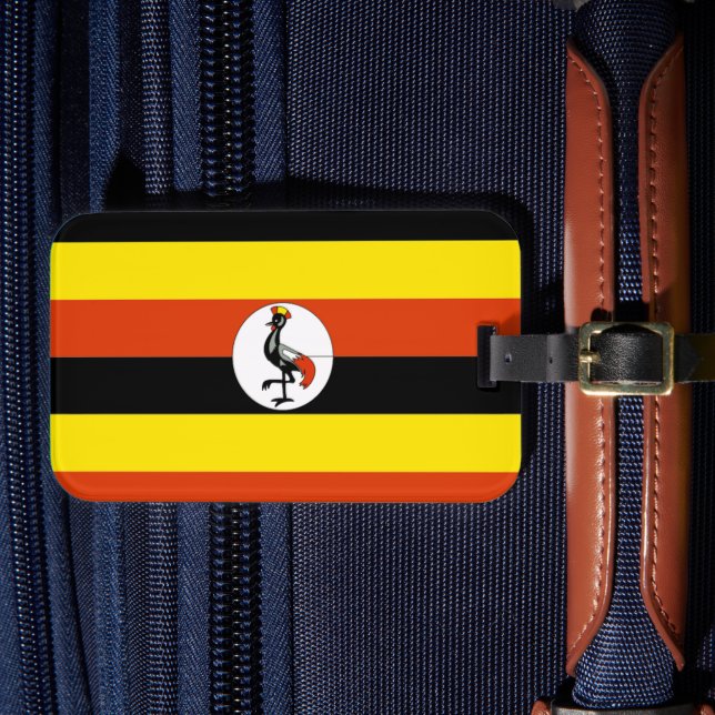 Etiqueta Para Maletas África: Bandera de Uganda, (Anverso In Situ 4)