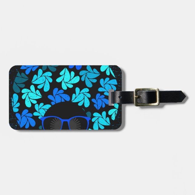 Etiqueta Para Maletas Afro Diva Azul  (Frente Horizontal)