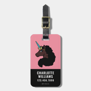Etiqueta Para Maletas Afro Unicornio Magico