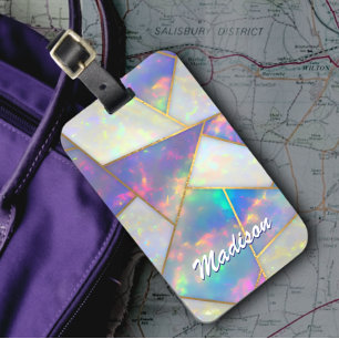 Etiqueta Para Maletas Ageo holográfico de estilo geométrico