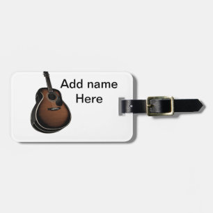 Etiqueta Para Maletas Agrega tu nombre texto guitarra acústica marrón ed