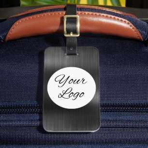 Etiqueta Para Maletas Agregar logotipo negro gris metal falso acero esti