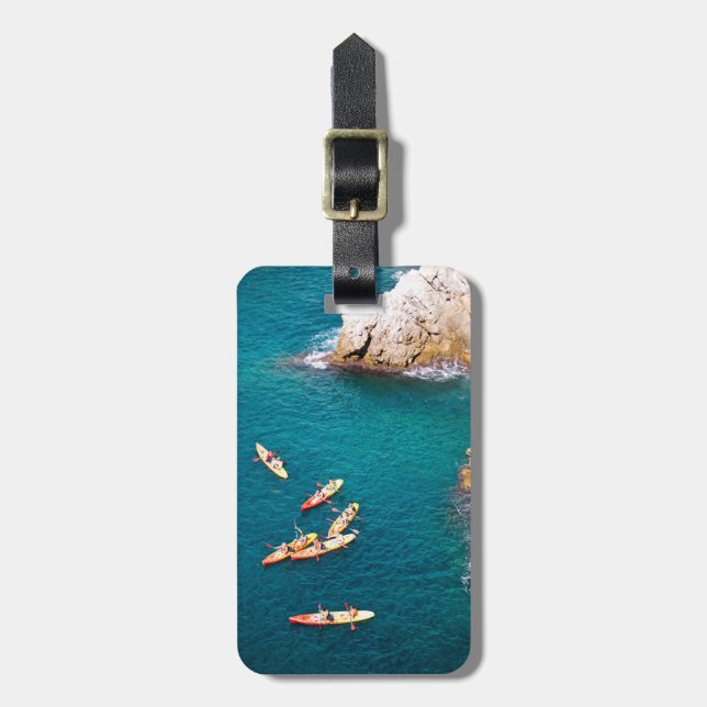 Etiqueta Para Maletas Agua azul Kayaking (Frente Vertical)