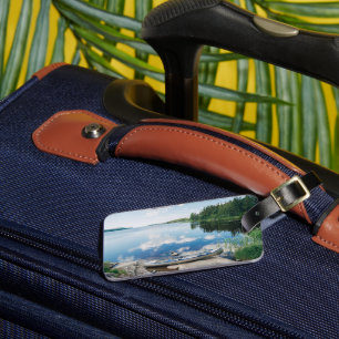 Etiqueta Para Maletas Agua   Canoa en el lago de Suecia