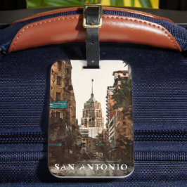 Etiqueta Para Maletas Agua de viaje de la ciudad de San Antonio Texas