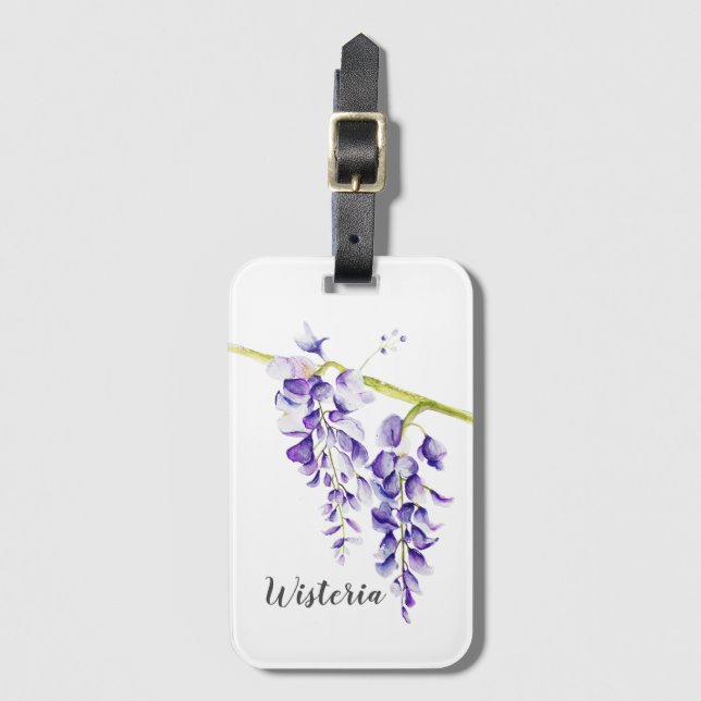 Etiqueta Para Maletas Agua Wisteria Botánica (Anverso vertical)
