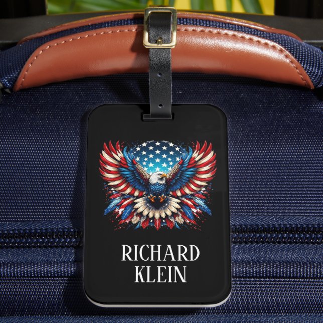Etiqueta Para Maletas Águila Americana Patriótica (Anverso In situ 2)