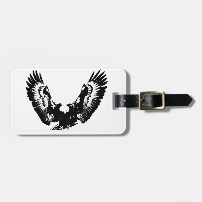 Etiqueta Para Maletas Águila blanca y negra (Frente Horizontal)