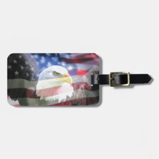 Etiqueta Para Maletas águila calva y bandera de los E.E.U.U.