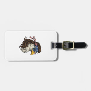 Etiqueta Para Maletas Aguila Patriótica Mullet Grabado Vintage Vector De
