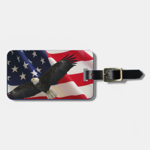 Etiqueta Para Maletas Águila Patriótica y Bandera Americana