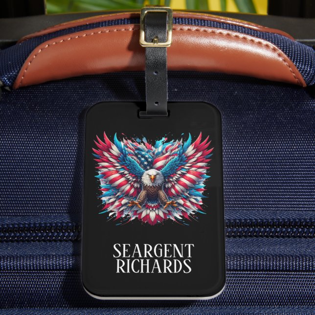 Etiqueta Para Maletas Águila roja blanca y azul americana (Anverso In situ 2)