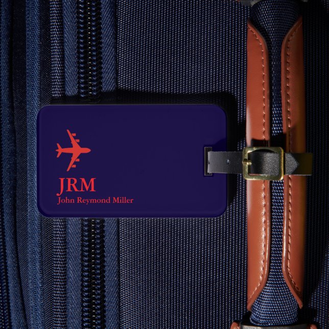 Etiqueta Para Maletas Airplane Red Airline Aviation Monogrammed  (Anverso In situ 4)