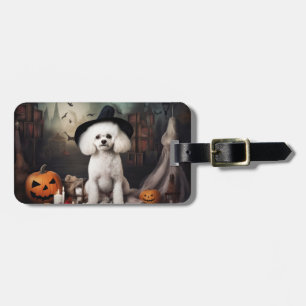 Etiqueta Para Maletas Alarma de Halloween de Bichon Frise Pumpkins