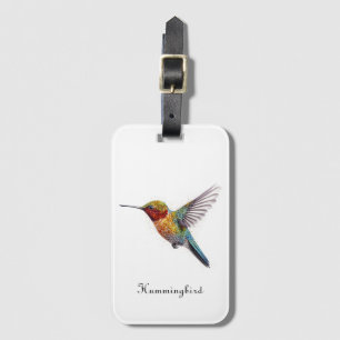 Etiqueta Para Maletas Alas arcoiris: Vibrante Hummingbird Art, personali