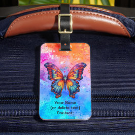 Etiqueta Para Maletas Alas Naranjas azules de mariposa