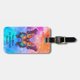 Etiqueta Para Maletas Alas Naranjas azules de mariposa