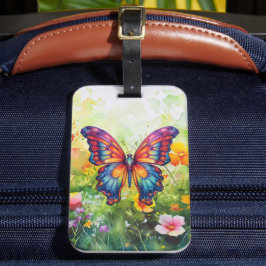 Etiqueta Para Maletas Alas Naranjas azules de mariposa