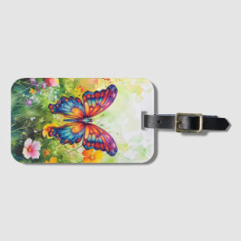 Etiqueta Para Maletas Alas Naranjas azules de mariposa