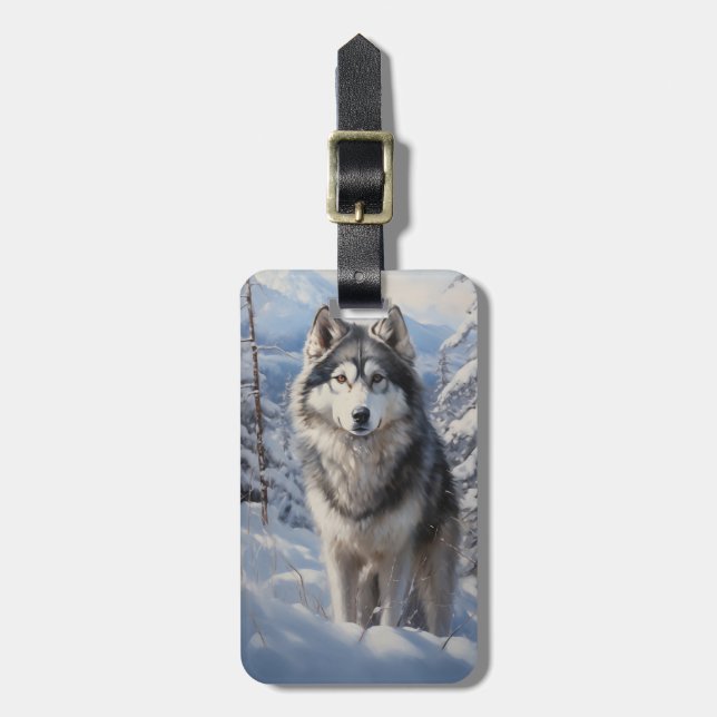 Etiqueta Para Maletas Alaskan Malamute (Frente Vertical)