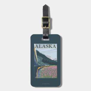 Etiqueta Para Maletas AlaskaRailroad y viaje del vintage del Fireweed