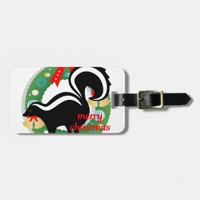 Etiqueta Para Maletas alegre navidad skunk (Frente Horizontal)