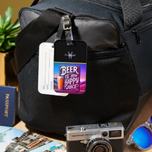 Etiqueta Para Maletas Alegres De Cerveza Del Sol