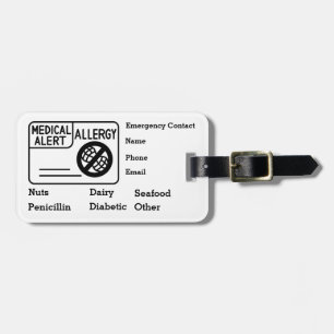 Etiqueta Para Maletas Alerta médica Alergia Personalización de emergenci