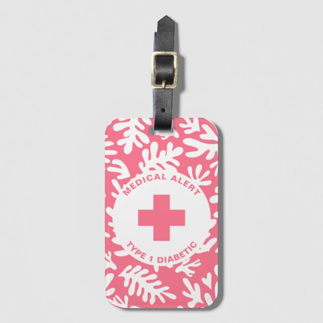 Etiqueta Para Maletas Alerta médica personalizada Diabetes de regalo dia (Anverso vertical)