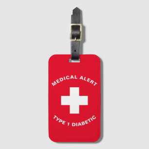 Etiqueta Para Maletas Alerta médica personalizada Tipo de diabetes 1