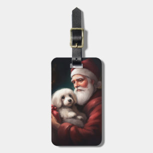 Etiqueta Para Maletas Algodón De Tulear Con Navidad De Papá Noel
