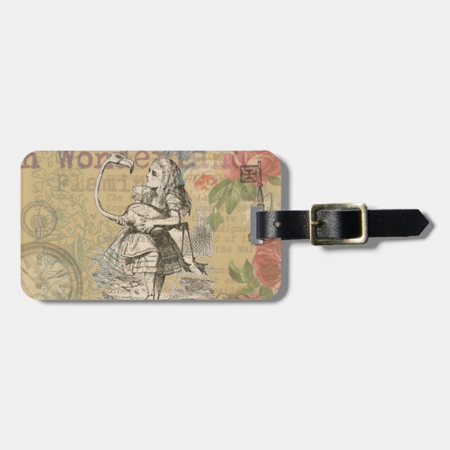 Etiqueta Para Maletas Alice in Wonderland Flamingo Classic (Frente Horizontal)
