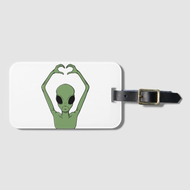 Etiqueta Para Maletas Alien Heart Pose (Anverso horizontal)