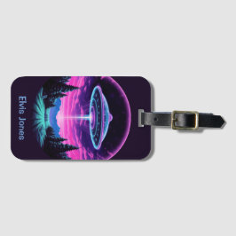 Etiqueta Para Maletas Alien Spaceship Retro Futurista