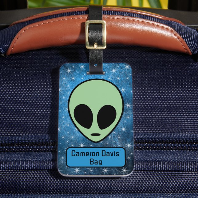 Etiqueta Para Maletas Alienato verde divertido personalizado (Anverso In situ 2)