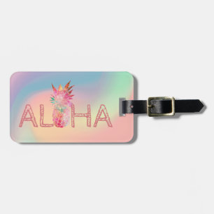 Etiqueta Para Maletas Aloha Hawaiano Colorful Pineapple Holographic