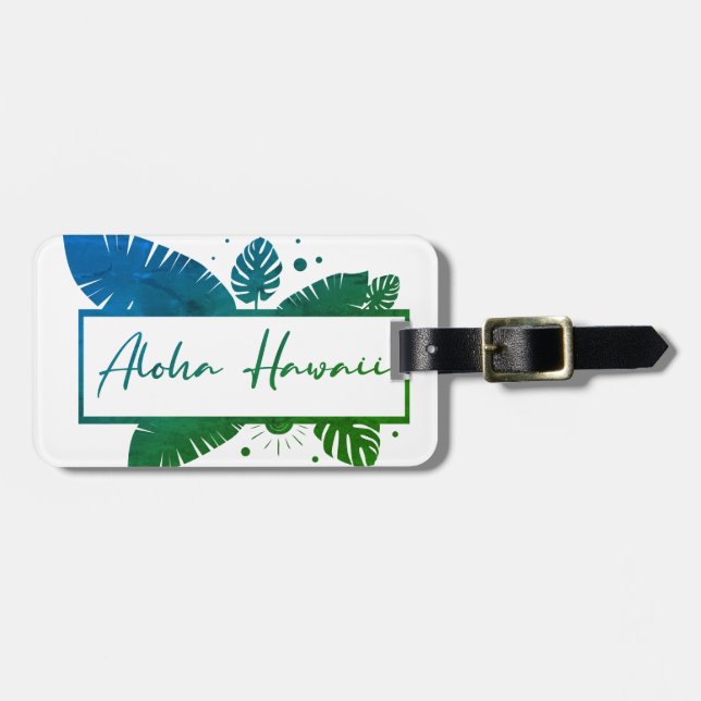 Etiqueta Para Maletas Aloha Hawaii Green T-Shirt Keychain (Frente Horizontal)